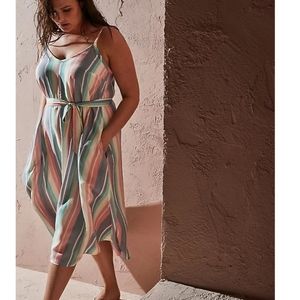 Torrid multi stripe challis self tie dress
